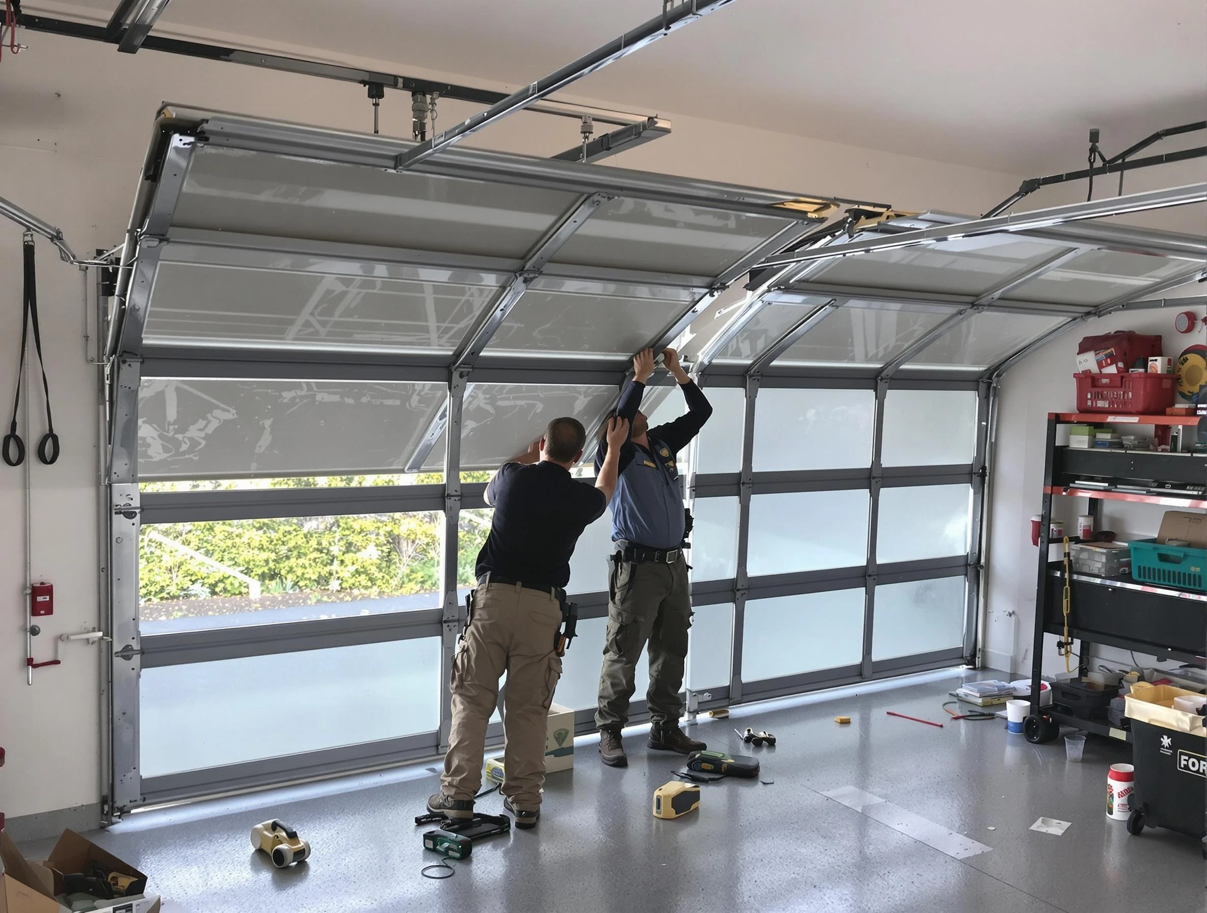 McKeesport Garage Door Repair expert performing precise panel replacement on McKeesport garage door